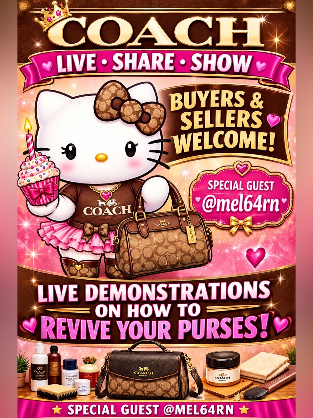 8/30 @1pm CST Coach, Designer & Luxury items share show! Special guest @mel64rn